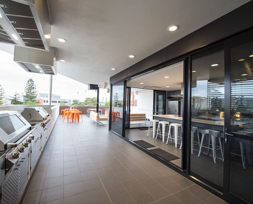 Outdoor stainless steel barbecue area